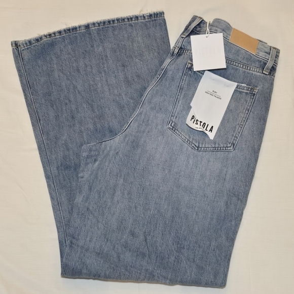 NWT Pistola Ruby High Rise Palazzo Jeans Wide Leg Lt Blue, sz 32
